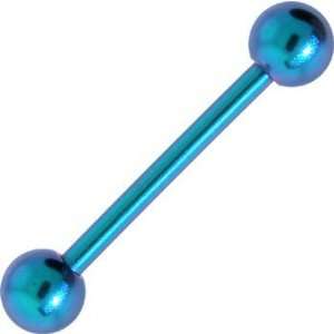  Solid Titanium Teal Barbell Tongue Ring Jewelry