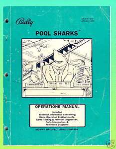 Pool Sharks 1990 Bally Pinball Manual ORIGINAL  