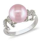   mm Pink Freshwater Pearl and Diamond Accent Ring in Silver, I3