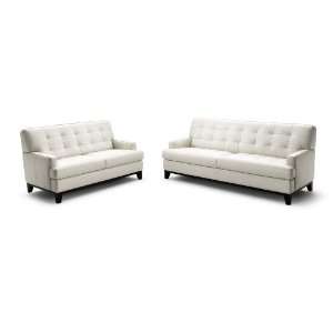  Modern Furniture  Adair White Leather Modern Sofa Set 