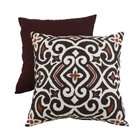 Pillow Perfect Decorative Damask Square Toss Pillow, Brown/Beige