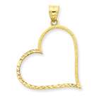 goldia 14k Gold Solid Satin Diamond cut Large Reversible Heart Pendant