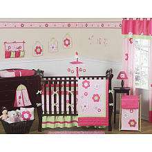 JoJo Designs Pink and Green Flower Collection 9 Piece Crib Bedding Set 