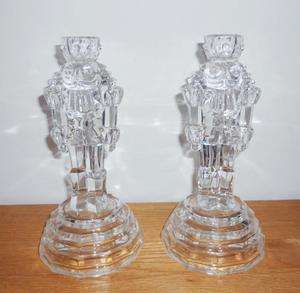 Pair of Nutcracker Candlestick Candleholders Lead Crystal  