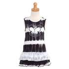   Little Girls Black White Tie Dye Butterfly Ruffle Tank Dress Size 5