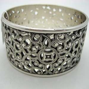   bracelet silver bangle SERENDIPITY wide scroll cuff metal  
