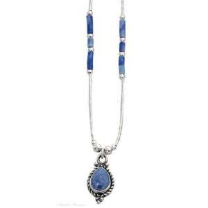   Silver Lapis Heishi Beads Concho Pendant Choker Necklace Jewelry