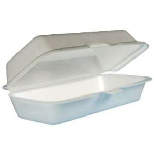  Foam Hot Dog Container 125 / Bag in White with Hinged Lid 