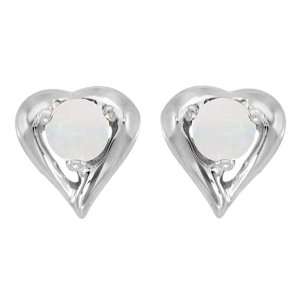   Heart Shaped Earrings in 14K White Gold (0.14ct): Allurez: Jewelry