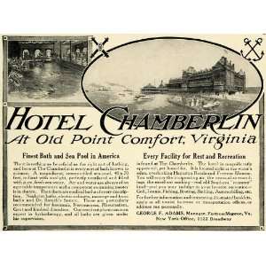  1911 Ad Old Point Comfort Virginia Hotel Chamberlin 