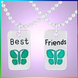  Best Friends. 2 piece Heart Silver Tone Charm Two 20steel 
