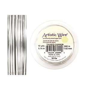  Artistic Wire Tinned Copper 18 gauge, 10 yards Supplys 