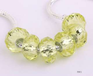 Charm AB Faceted Crystal Murano Glass Beads Single Core Fit European 