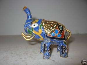 Cloisonne Blue Good Luck Elephant Figurine Collectible  