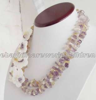 WOW!JL Multi Color Crystal White Shell Flower Necklace  