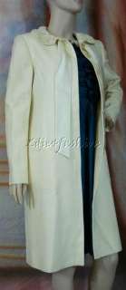 6350 New VALENTINO Cream Off White Silk Tweed Flower Beaded Coat 