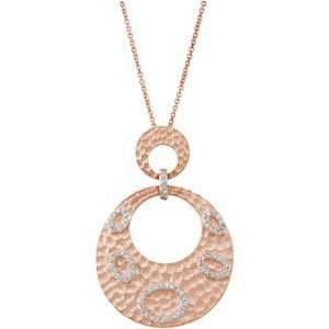 14K Rose Gold Plated Cubic Zirconia Necklace With 2 Extender 
