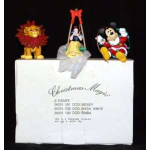 Grolier Christmas Magic Ornament Simba Mickey & Snow White 