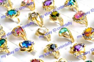 Wholesale lots Rings 25 CZ rhinestone gold p jewelry  