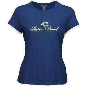   Ladies Blue Super Bowl XLIII Double Layer T shirt