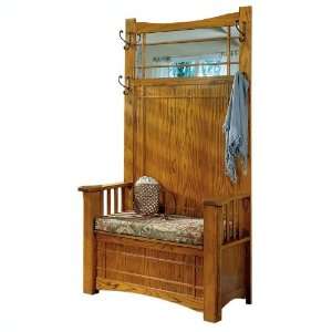 Powell Furniture Mission Oak Hall Tree with Storage Bench  