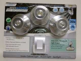   Controlled Hi Output LED Spotlights 3 Pack Battery Powered  