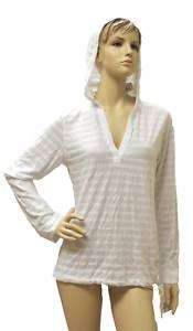 Nautica Swimsuit Cover Up White Shirt W/Hooded X Small  