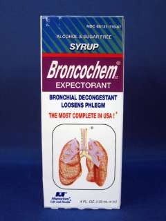 Broncochem Expectorant Syrup 4oz Alcohol & Sugar Free 805418116875 