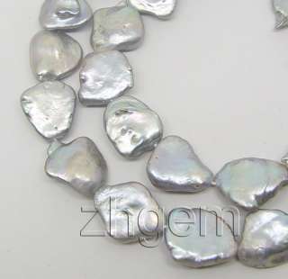 gray keshi freshwater pearl loose beads gem 15.5long  