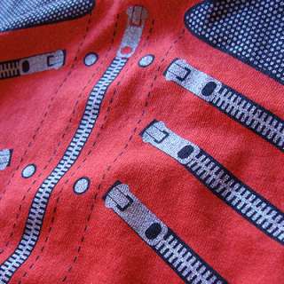 Michael Jackson zipper leather T SHIRT vintage retro cd Red Beat It 