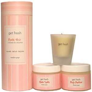  Get Fresh Mandarin Ginger Bath Trio Soy Candle, Bath Salt 