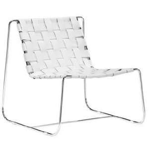 Zuo Prospect Park White Leather Lounge Chair 