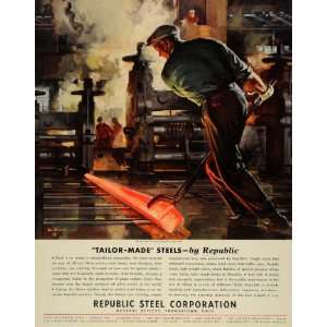  1935 Ad Republic Steel Rolling Bar Illustration Gerding 