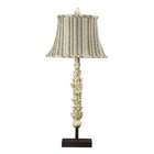    9184 French Country Buffet Lamp with Ornate Column and Striped Shade