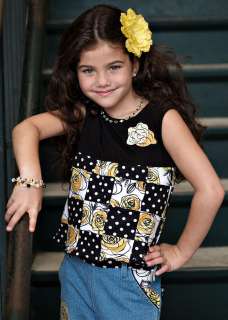 Baby Gassy Gooma Yellow Rose of Texas Patchwork Top & Ruffle Jeans 