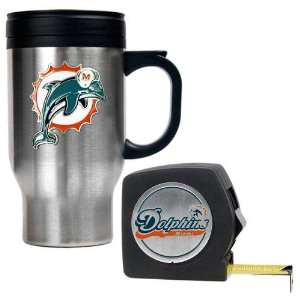  Miami Dolphins NFL Travel Mug & Tape Measure Gift Set 