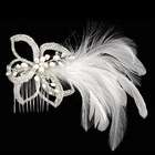 WMU Lanas Pearl & Feather Bridal Hair Comb