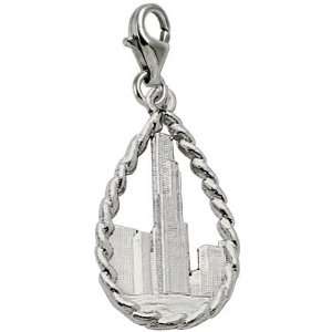  Charms  Tower Charm with Lobster Clasp, 14k White Gold Jewelry