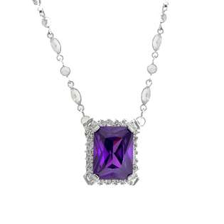 Designer Inspired Antique Diamond CZ Pearl Bridal Drop Necklace  Bling 