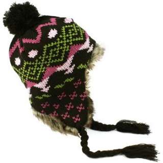 Winter Faux Fur Knit Pom pom Snowflake Trooper Trapper Ski Aviator Hat 