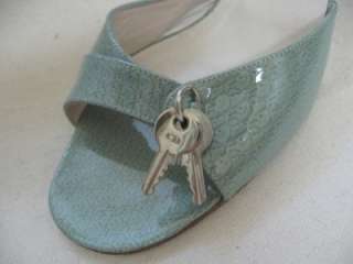 CHRISTIAN DIOR Light Blue Lock & Key Slide Shoes Sz 38  