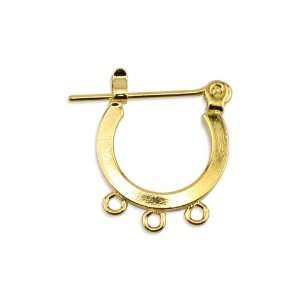  Beadalon Earwire Hoop with 3 Rings Nickel Free Gold Plated 