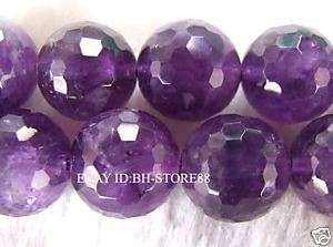 12mm Natural Amethyst Round Faceted Beads 15.5  