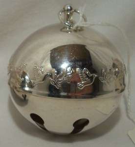 WALLACE silverplate SLEIGH BELL christmas ornament 1977 MISTLETOE 