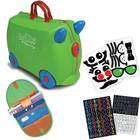   and Doug Carry On Kids Luggage Jade Green/Saddle Bag/Sticker Set
