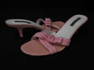 CLAUDIA CIUTI Pink Bowtie Slides Mules Pumps Sz 9  