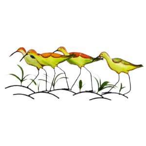    Hand Painted Metal Sandpiper Birds Wall Hanging: Home & Kitchen