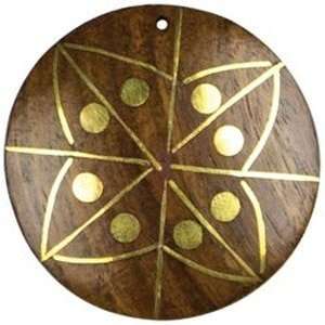 Revolution Wood Pendant Painted Round, Brown/Gold