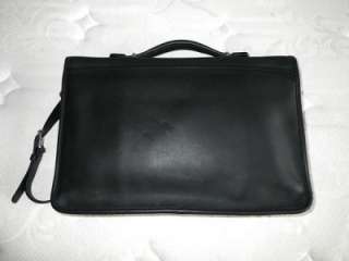 Coach Classic Vintage Retro Black Leather Business Portfolio Briefcase 