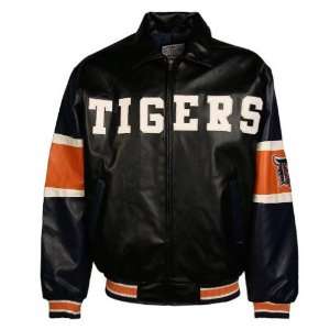    Detroit Tigers Black Varsity Pleather Jacket